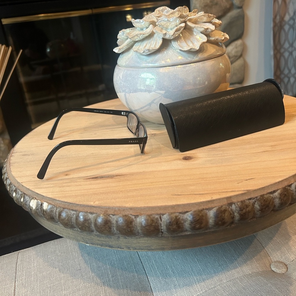 Prada Classic Black Rectangular Eyeglasses Vpr 07… - image 1